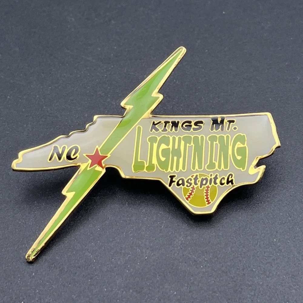 North‎ Carolina Kings Mt. Lightning Fast Pitch Softball Lapel Hat Pin